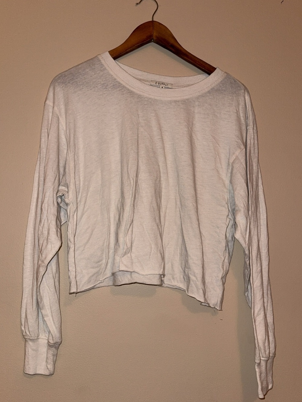 Z Supply White Long-Sleeve Cropped Tee